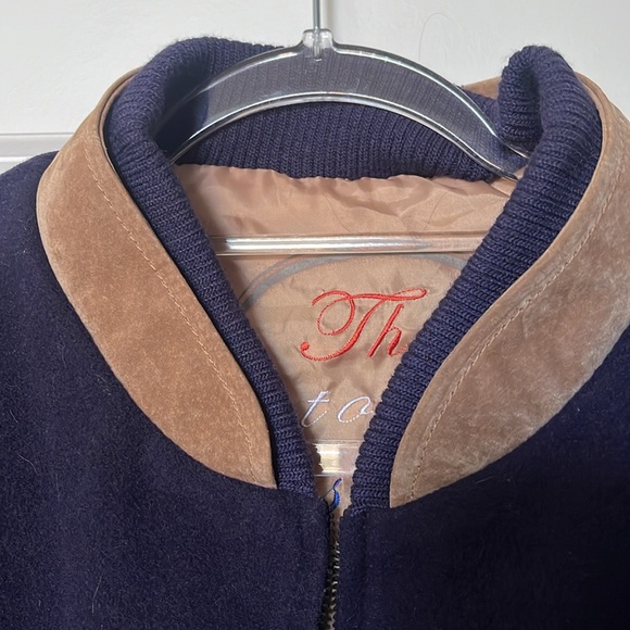 NWOT! Unisex Wool and Suede Baseball Jacket. No size but measurements in photos - Picture 3 of 13
